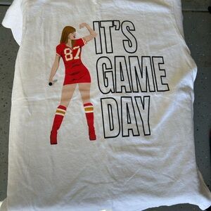 Taylor Swift Red and White Game Day T-Shirt with Bold Design